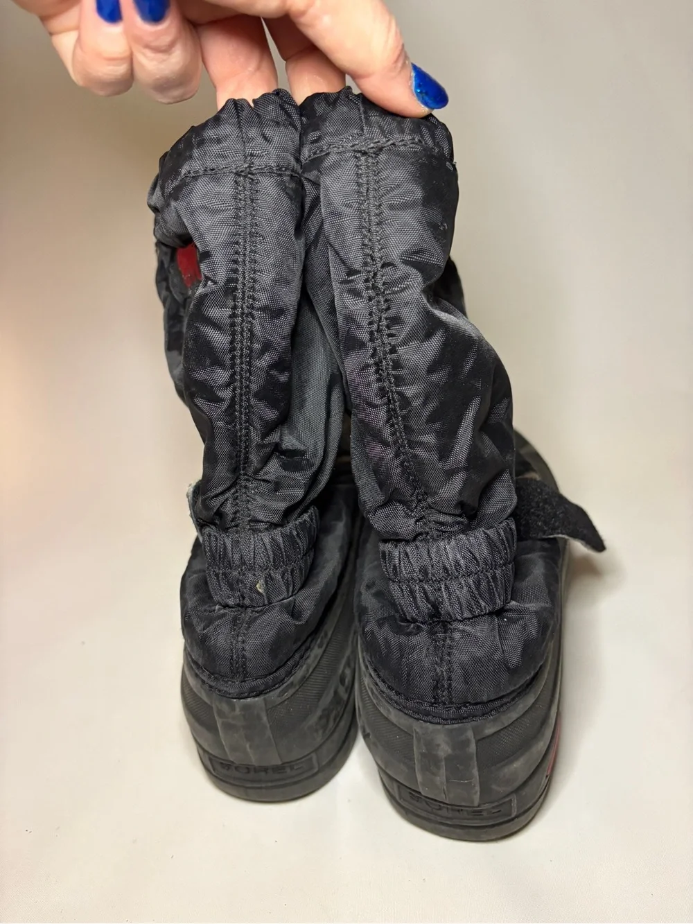 Sorel Flurry KIDS Snow Boots Size 7 Black‎ Red Waterproof Insulated